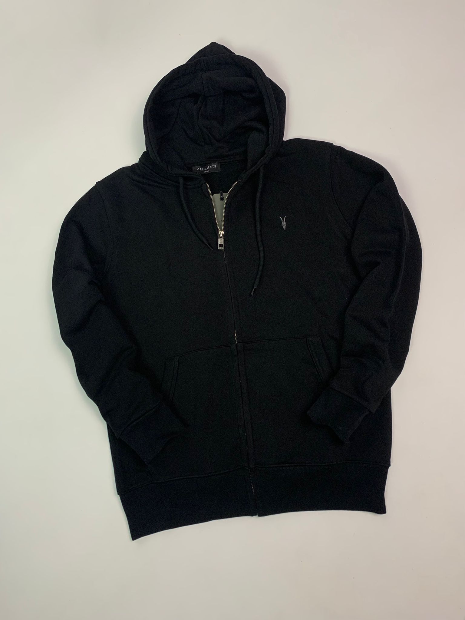 All Saints Siyah Fermuarl Hoodie Mexem Store